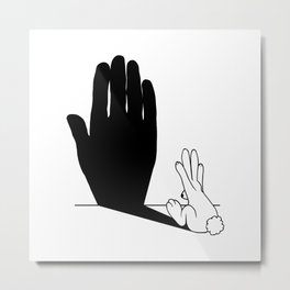 Rabbit Talk to the Hand Shadow Metal Print