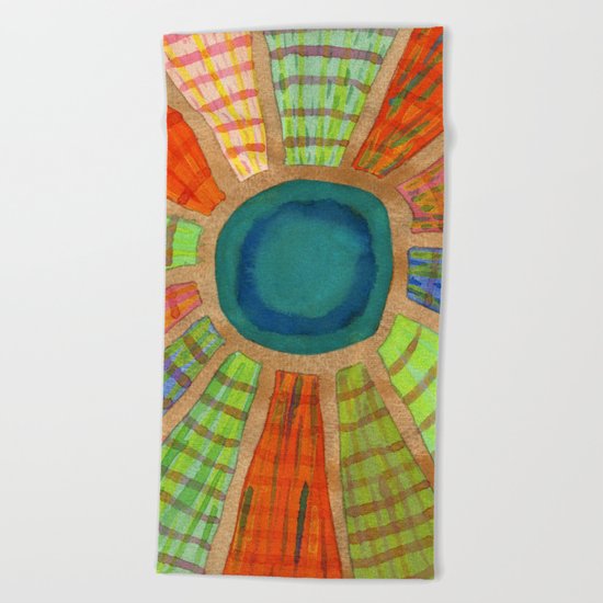 Blue radiating Sun Beach Towel