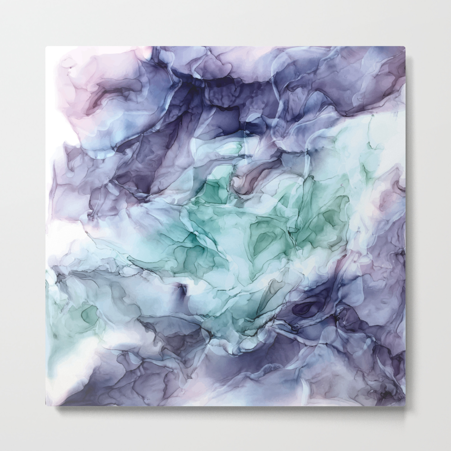 Growth Abstract Botanical Fluid Art Painting Metal Print By