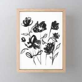 Black and White Flowers Framed Mini Art Print