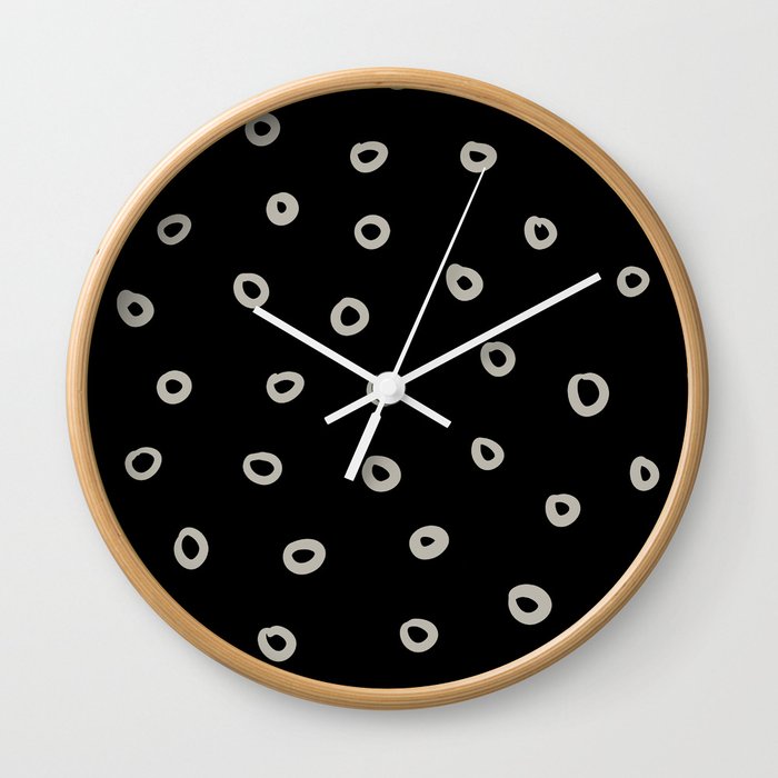 Black and Taupe Simple Hoop Circle Pattern Pairs DE 2022 Trending Color Reclaimed Wood DET625 Wall Clock