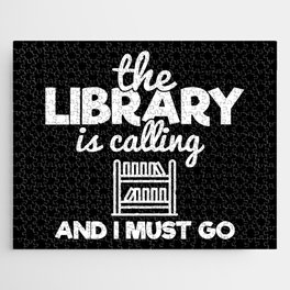 The Library Is Calling And I Must Go Funny Bookworm Reading Saying Jigsaw Puzzle