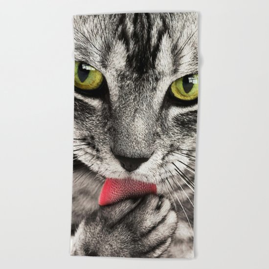 Seductive Cat (Funny) Beach Towel