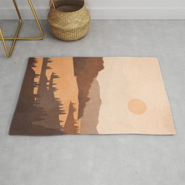 Deep River Country Rug | Sunset, Minimalist, Abstract, Nature, Drawing, Minimal, River, Line, Plant, Color 