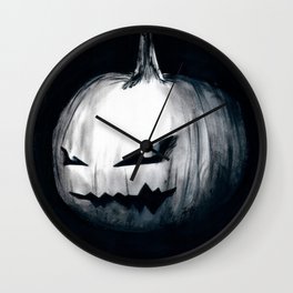 Keeping Up With Halloween Wall Clock | Halloween, Illustration, Scary, Pumpkin, Drawing, Black and White, Dark, Jackolantern, Black 