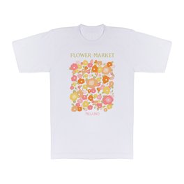 Flower Market Milano Retro Pastel Spring Flowers T Shirt | Botanical, Mid Century, Exhibition, Trendy, Modern, Pattern, Graphicdesign, Spring, Kitchen Wall, Aesthetic 