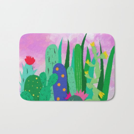 Painted cacti Bath Mat