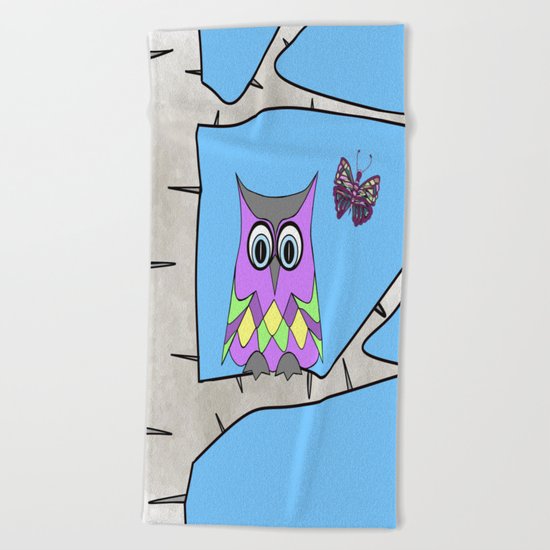 Spring Owl Beach Towel