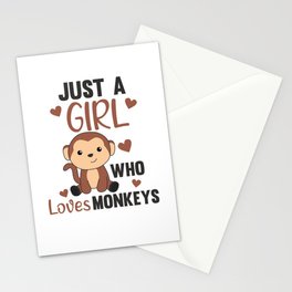 Just A Girl who loves Monkeys - Sweet Monkey Stationery Card