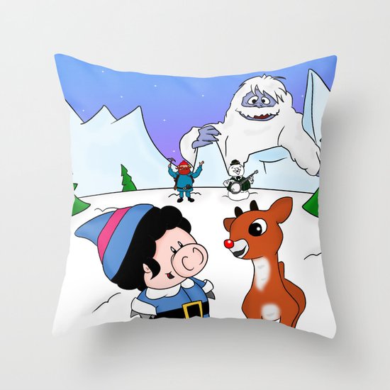 Hanging with Rudolph Throw Pillow
