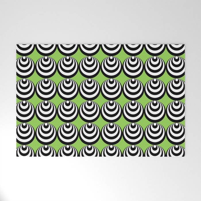 Crazy Circles Green Welcome Mat