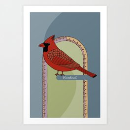 Retro Boho Cardinal Art Print