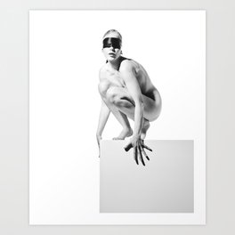 Very beautiful nude woman blindfolded in bdsm kinky look #X4181 Art Print
