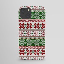 Green & Red Winter Fair Isle iPhone Case