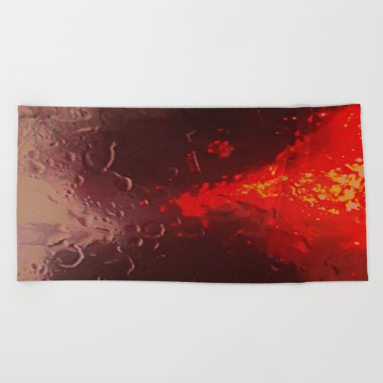 Abstract Red Rain Beach Towel
