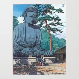 The Great Buddha At Kamakura - Vintage Japanese Woodblock Print Art Poster