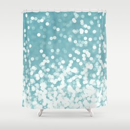 Mermaid, Ocean, Sparkle, Teal and White Shower Curtain