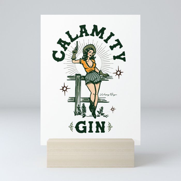 Calamity Gin Cowgirl Pinup Mini Art Print