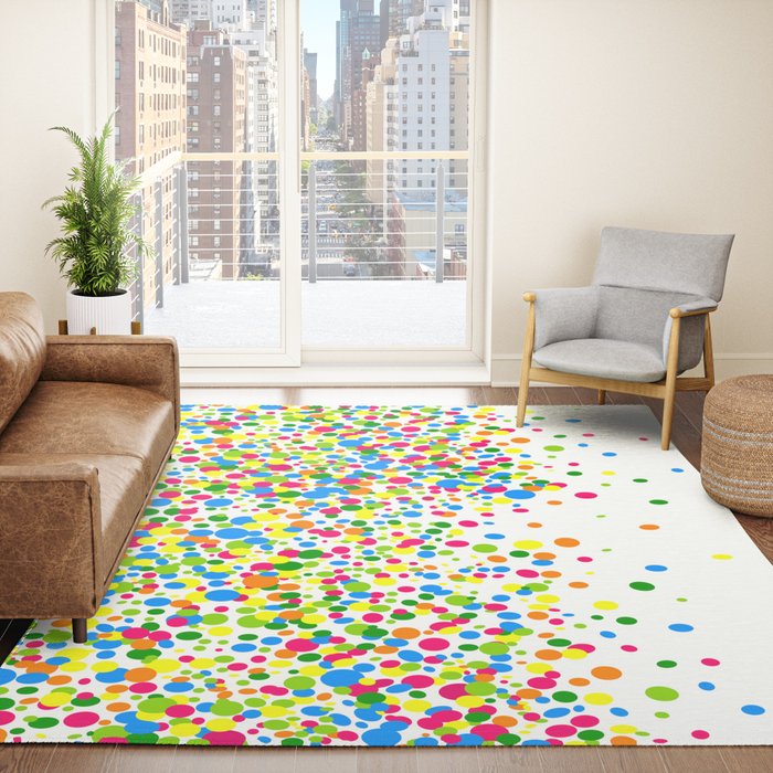 Rain of colorful confetti Rug by Dimitrius Ramos