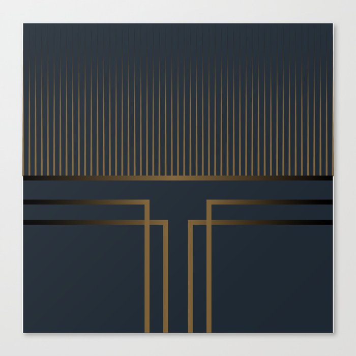 Art Deco Gold/Navy Pattern IV Canvas Print