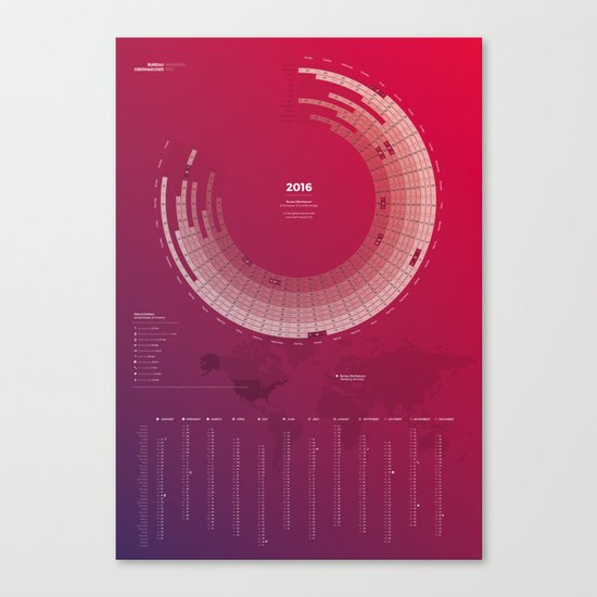 Bureau Oberhaeuser Calendar 2016 purple, english Canvas Print