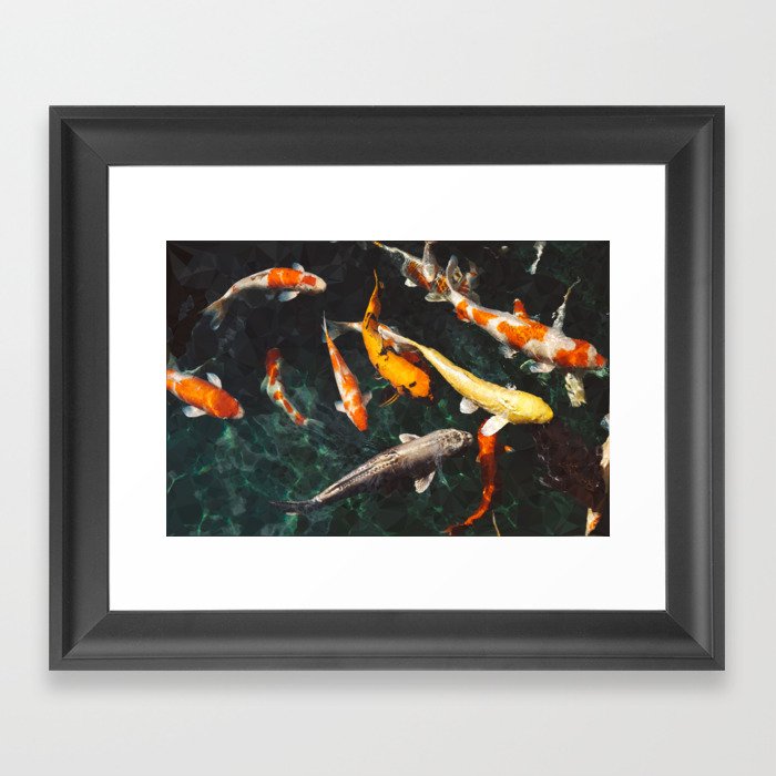 Geometric Koi Fishes Framed Art Print