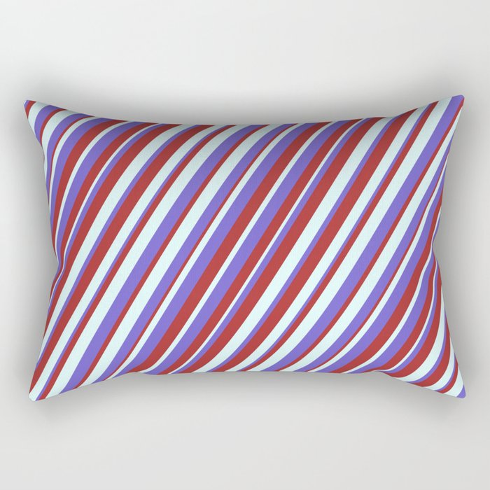 Light Cyan, Slate Blue, and Brown Colored Lined/Striped Pattern Rectangular Pillow