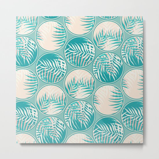 Cyan Tropical Coins #society6 #decor #buyart Metal Print