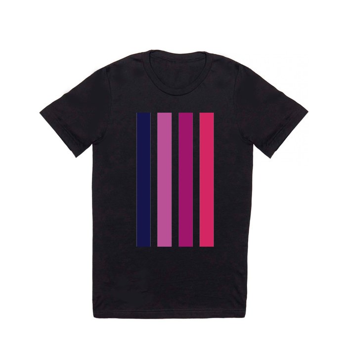 Shana - Blue Purple Pink Colourful Minimalistic Retro Stripe Art Design Pattern T Shirt