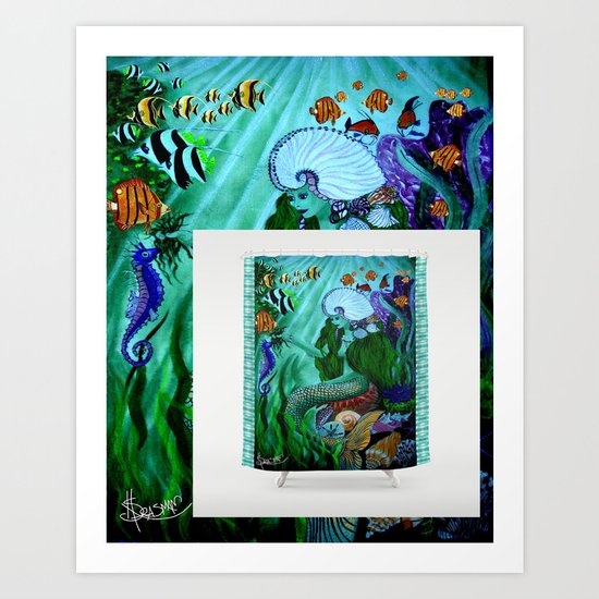 Mermaid Shower Curtain Available NOW! Art Print