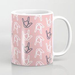 ASL ILY pink and gray shadow Mug