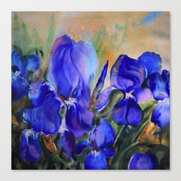 Blue Watercolor Flowers Canvas Print
