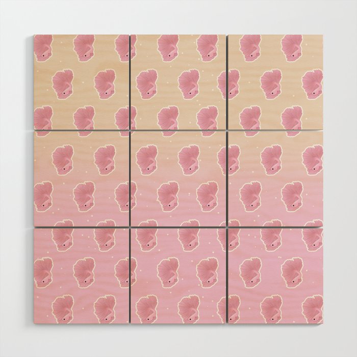 Veiltail Betta Fish, Soft Pink Coloration Pattern Wood Wall Art