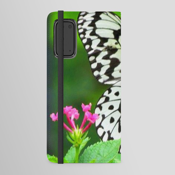 Butterfly and Pink Flowers Android Wallet Case