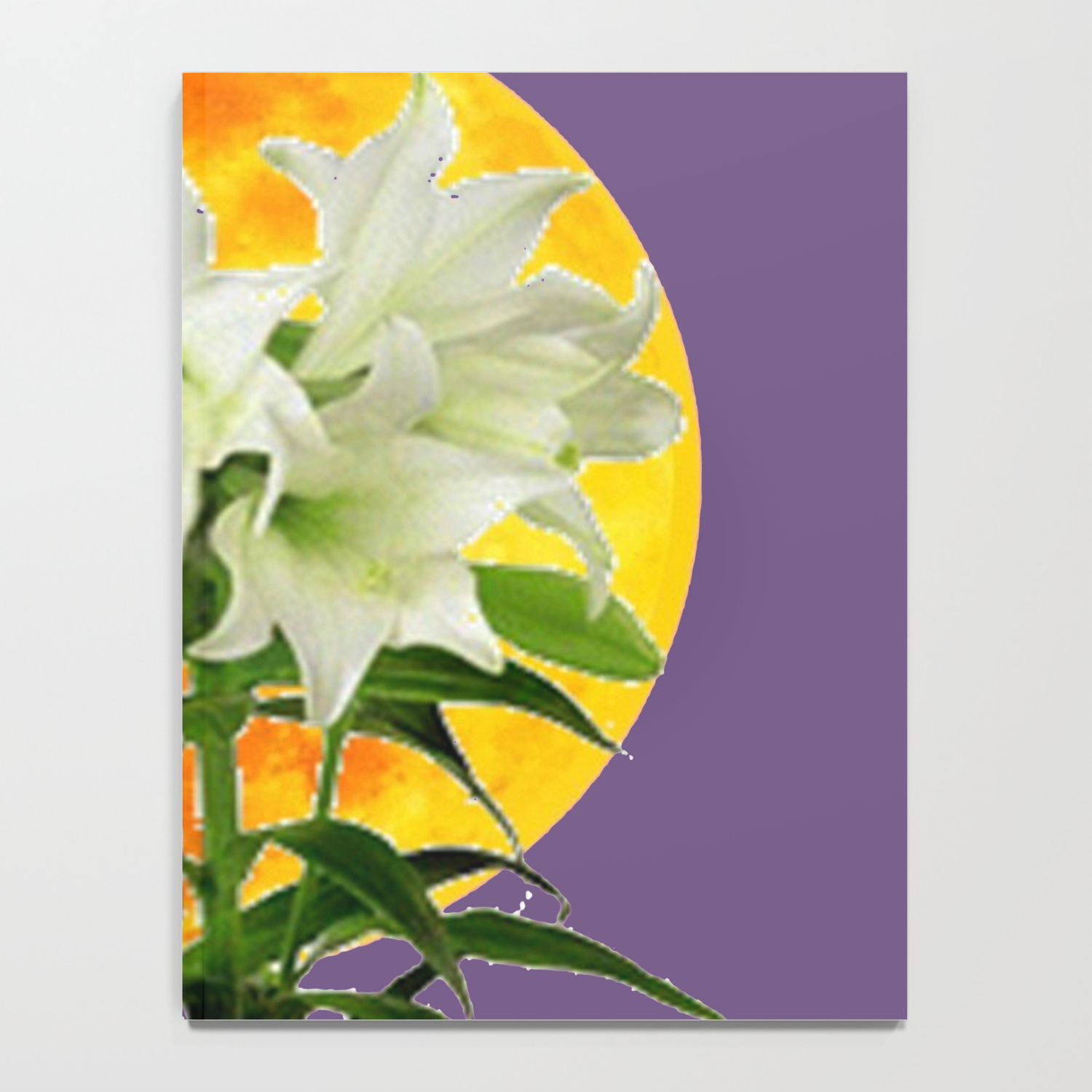 Easter Lilies On Lilac Golden Moon Abstract Notebook By Sharlesart Society6