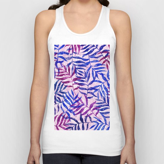 Watercolor Tropical Palm Leaves II Unisex Tank Top