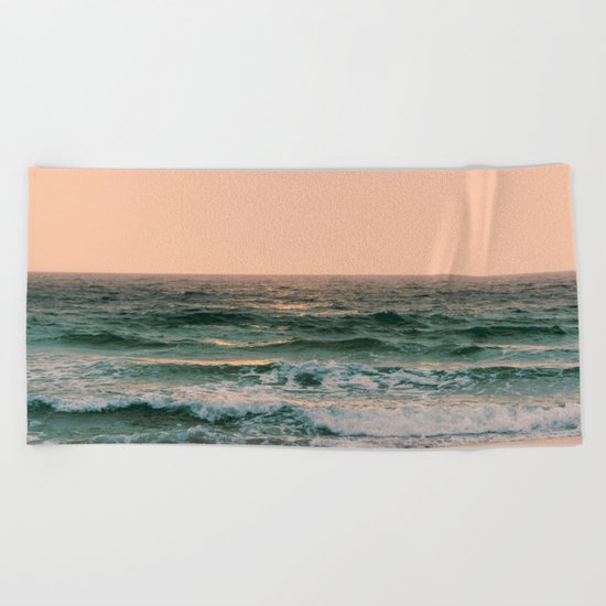 Pink Skies Ocean Vibes Beach Towel