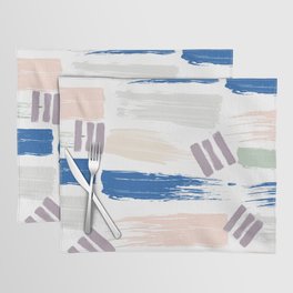Abstract coral navy blue mint green acrylic brushstrokes Placemat