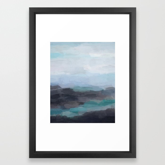 Mint Navy Blue Green Abstract Wall Art Painting Art Ocean