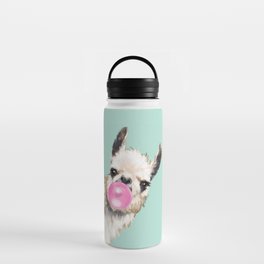 Bubble Gum Sneaky Llama in Green Water Bottle