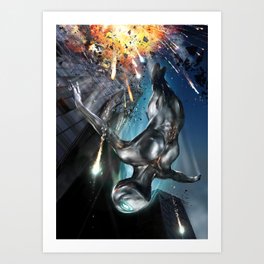 The Silver Ninja Night Explosion Art Print