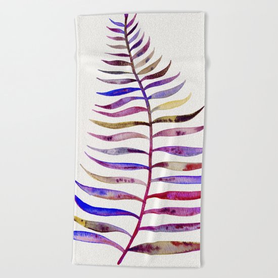Magenta Palm Leaf Beach Towel