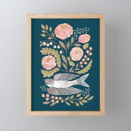 Peony Garden Dove Framed Mini Art Print