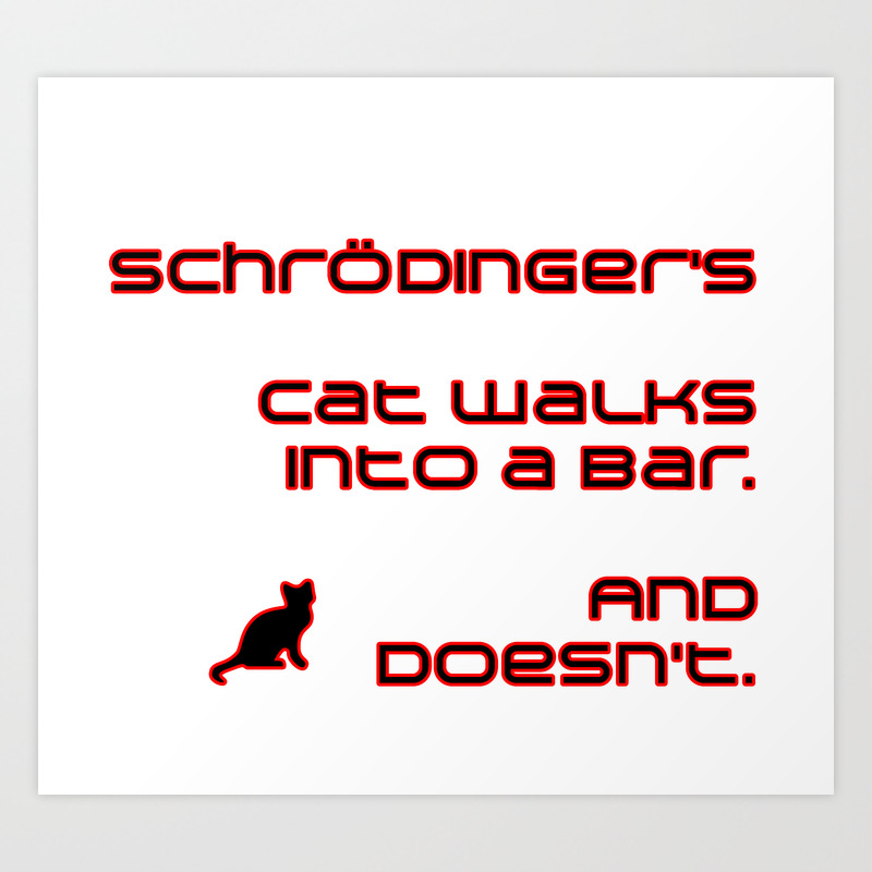 Schrodinger S Cat Walks Into A Bar And Doesn T Art Print By