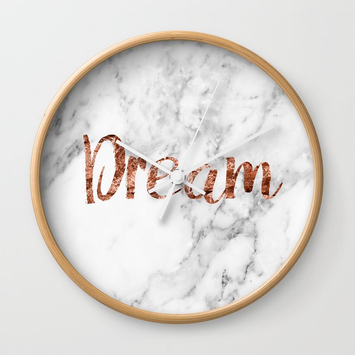 Rose Gold Marble Dream Wall Clock By Peggieprints Society6
