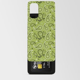 Black and White Paisley Pattern on Light Green Background Android Card Case