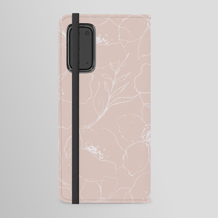 Floral Simplicity - Botanical Line Art - Pink Android Wallet Case