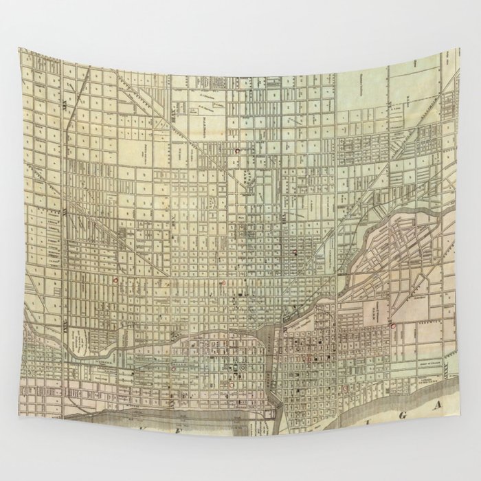 Vintage Map of Chicago (1857) Wall Tapestry by BravuraMedia  Society6