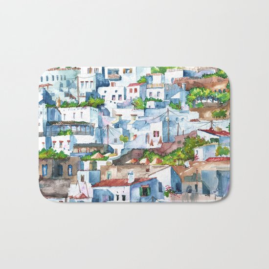 Panorama of Lindos Bath Mat