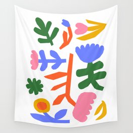 Colorful flower simple cartoon doodle print Wall Tapestry